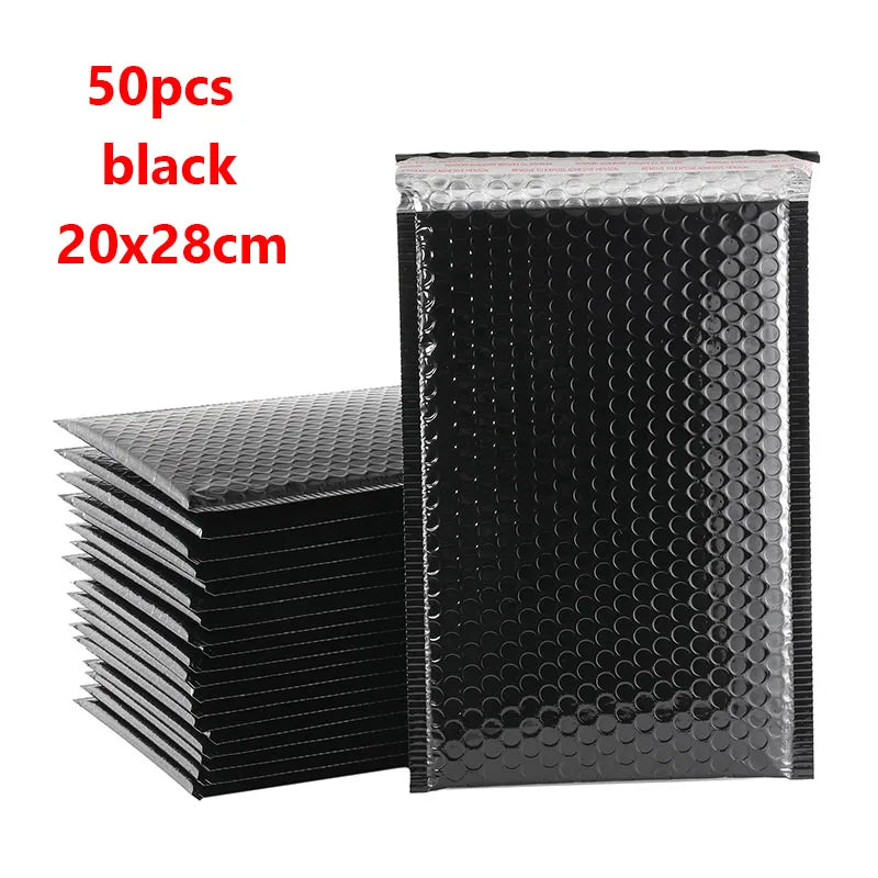 50PCS Aluminized Film Bubble Mailer Gold Mailing Envelope Waterproof Courier Bag Padded Bubble Envelopes Pack Bag for Shipping