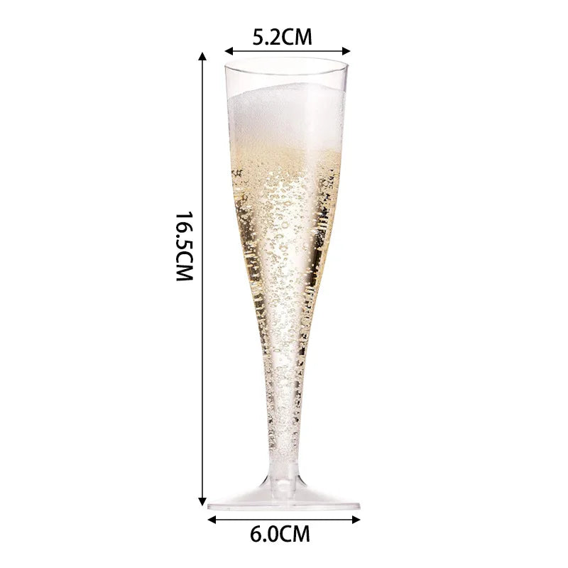 100pcs 5oz Disposable Cups Sparkling Champagne Bar Cups Plastic Champagne Flutes Clear Toasting Glasses for Weddings Party