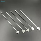 ♩Stainless Steel Stirring Stick Long Handle Bar Spoon Star Heart Shape Cocktail Stirrer For Coffee Milk Tea Home Cafe Decor 1PC