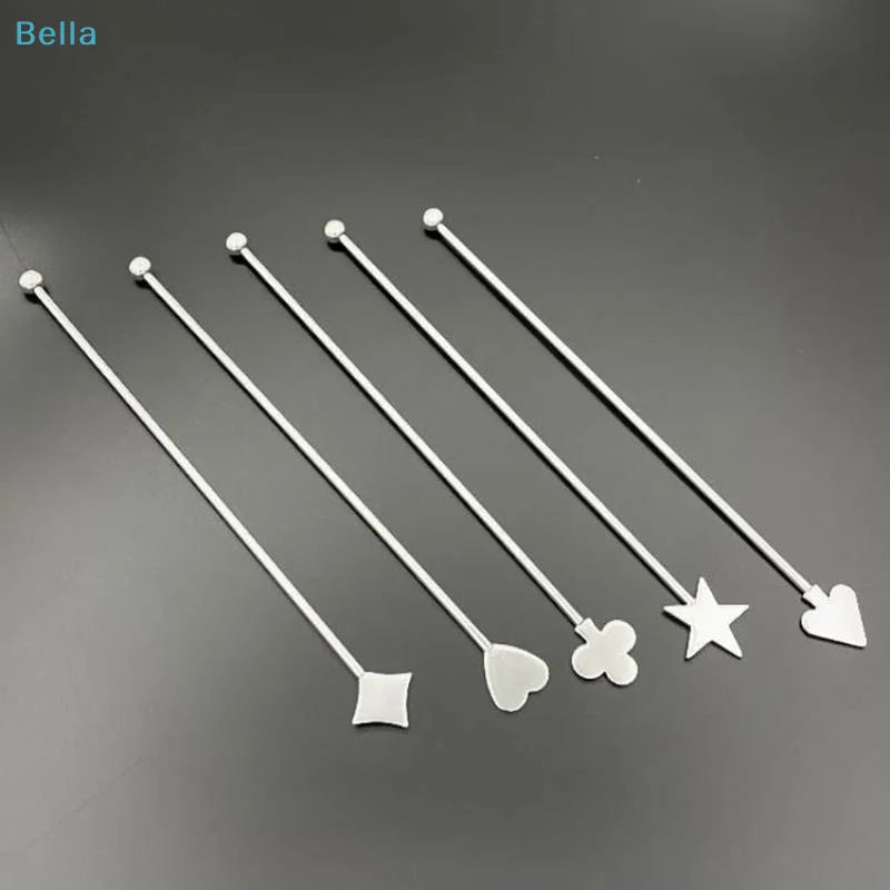 ♩Stainless Steel Stirring Stick Long Handle Bar Spoon Star Heart Shape Cocktail Stirrer For Coffee Milk Tea Home Cafe Decor 1PC