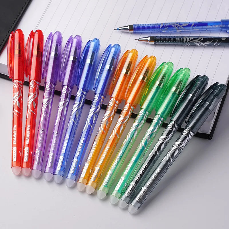 66pcs Erasable Pen refill Set Blue Black Ink Gel Pen Erasable Refill Rod Washable Handle School Office Writing Stationery