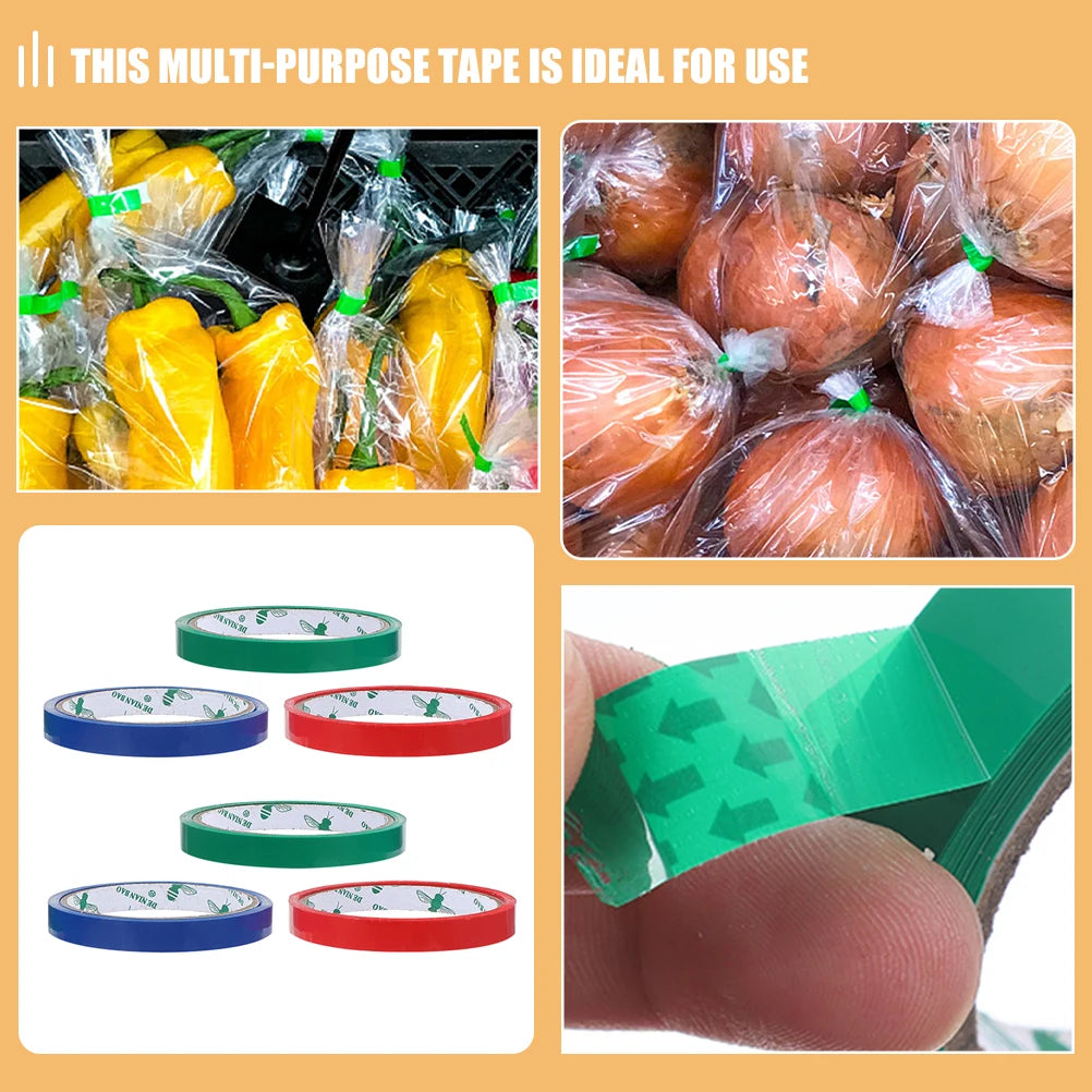 15 Rolls  Bag Sealing Tapes Bag Sealing Tying Packing Tape Supermarket Binding Machine Tape Packaging Tapes for Fruit Bag Tapes
