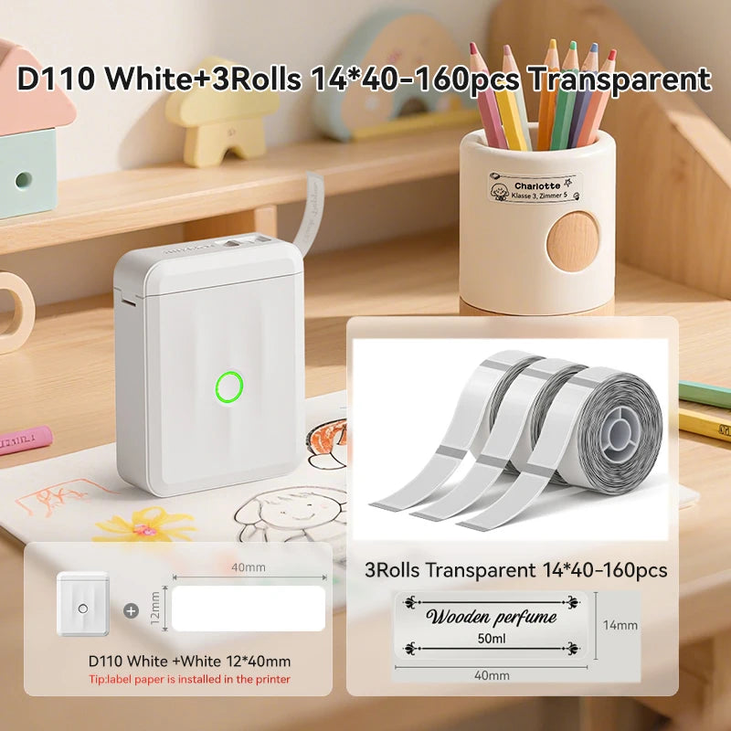 NIIMBOT D110 Upgraded Version Thermal Label Printer Mini Portable Name Tag Label Maker With Tape for Office Home Kitchen School