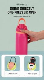 480/710ml Thermos Cup 304 Stainless Steel Straw/Direct Drinking Water Bottle One-touch Open Vacuum Mug for Outdoor,Car,Daily Use