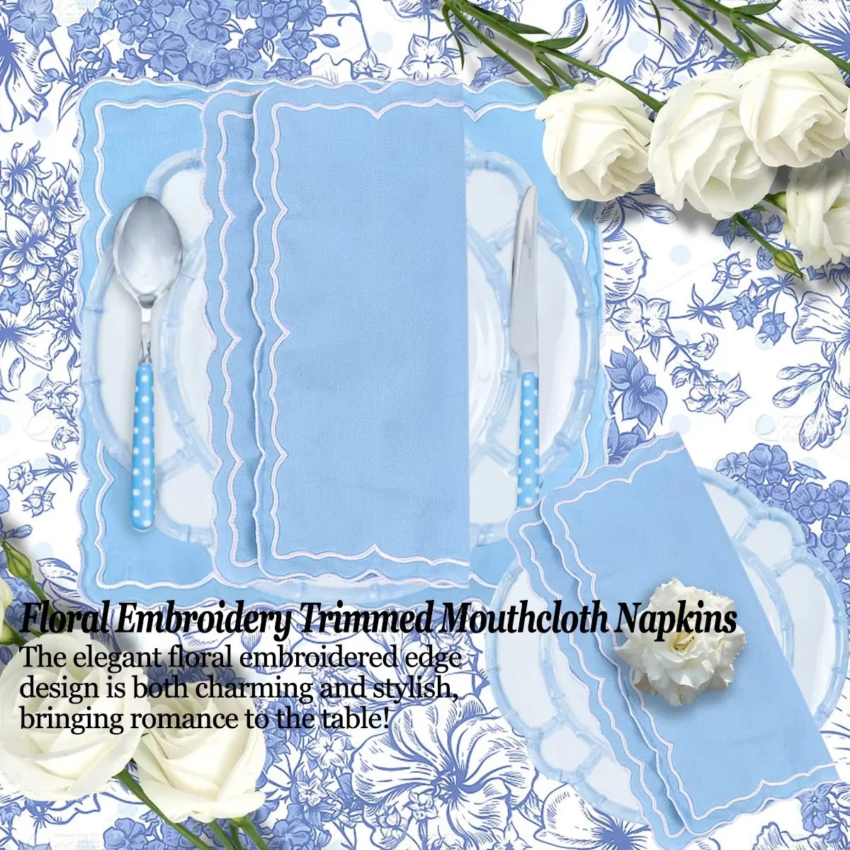 1PC Various Thick Embroidered Cloth Napkins Suitable for Home Weddings and Parties Reusable Customization