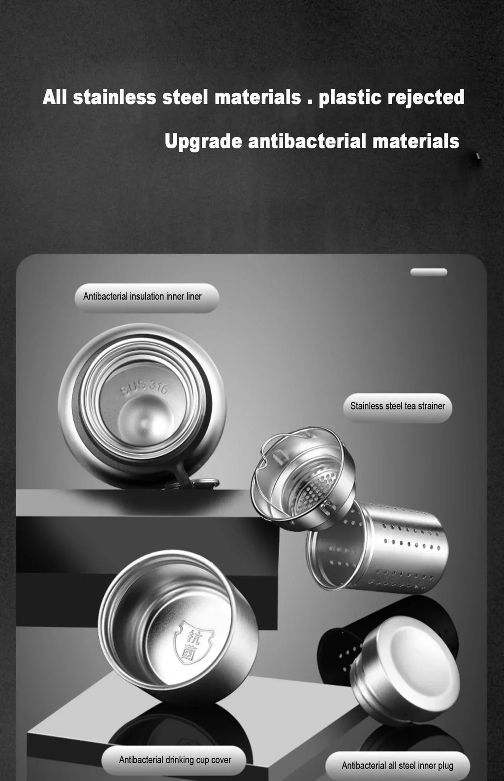 Large Capacity Cold Thermal Thermos Tumbler Stainless Steel Insulated Tea Coffee Water Bottle Insulation Flask Pot Travel Mug