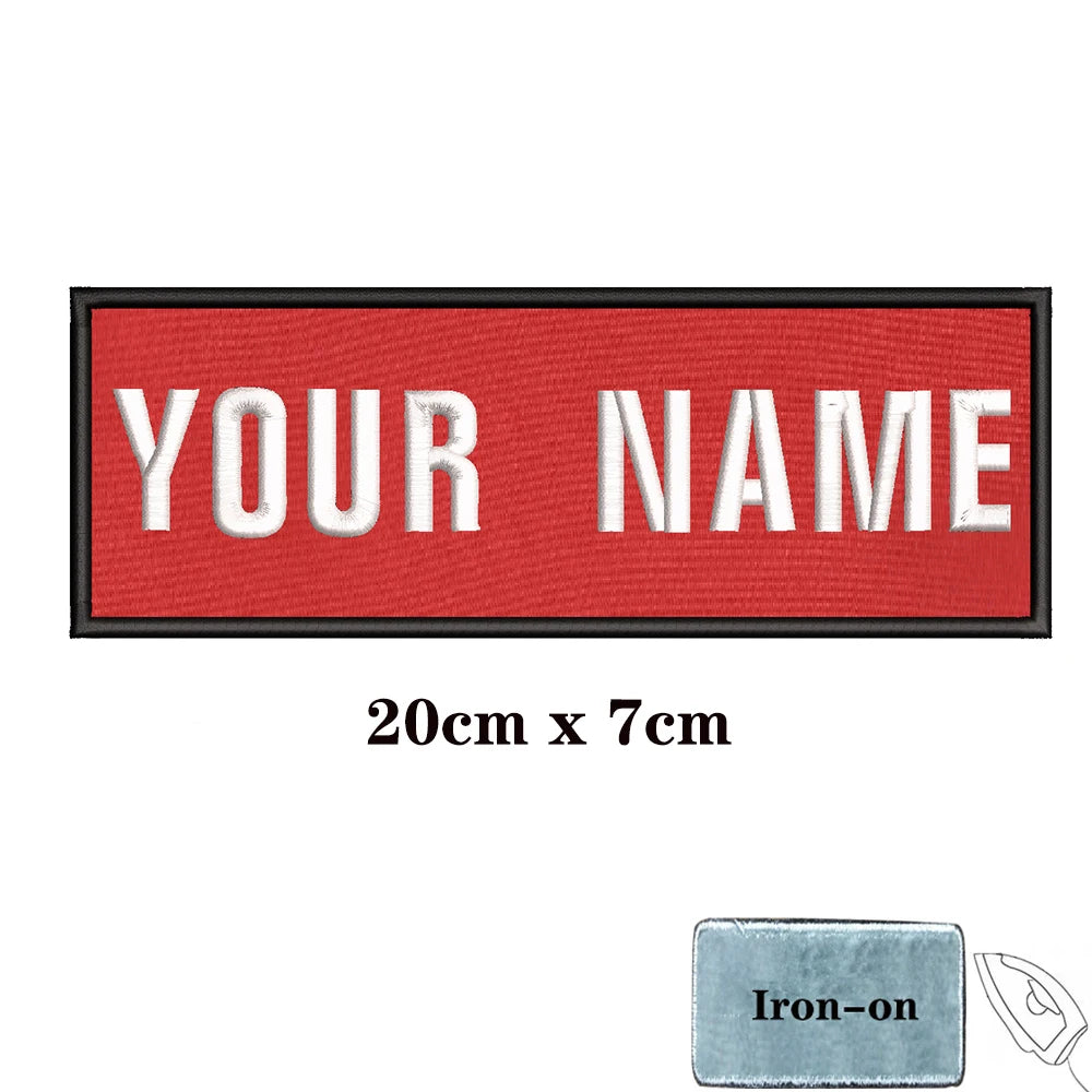 1PC Custom Personalized Name number Patch Stripes Badge tags chevrons Armband Iron On Or Hook Loop embroidered red