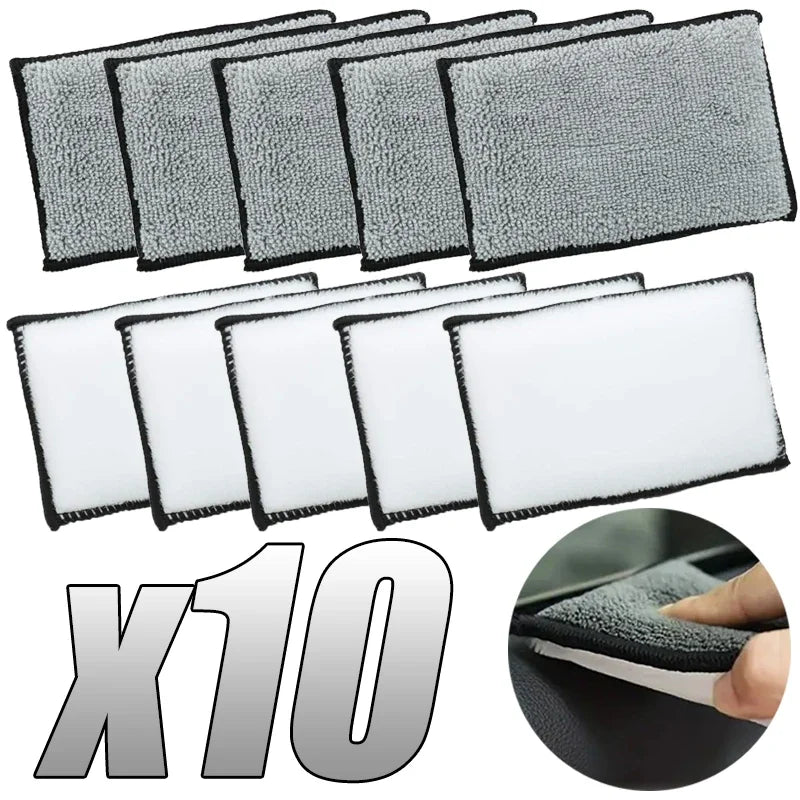 2-10Pcs Soft Double Side Microfiber Scrubbing Sponge Car Leather Cleaning Microfiber Towel Wax Sponge Auto Detailing Tools