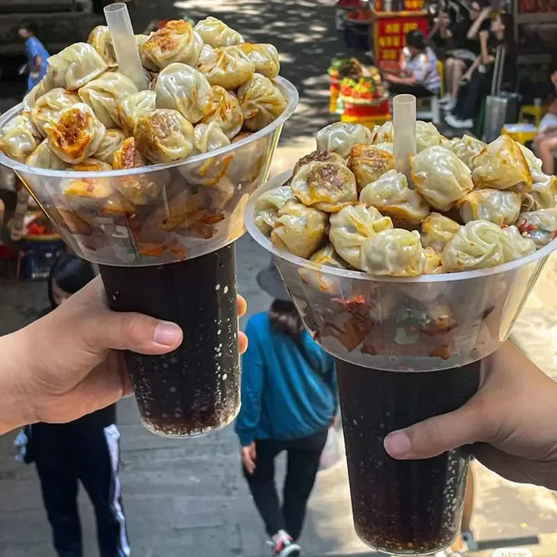 50pcs Disposable Hot Pot Cups Fried Chicken Fruit Creative Cup Holder Bowl Drink Cup Packaging Takeout Disposable Milk Tea Cups