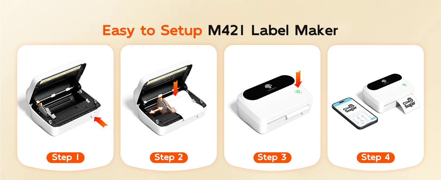 Phomemo M421 Label Printer 4x6 Shipping Thermal Label Maker Compatible with Phone & PC Portable Bluetooth Printers for Package
