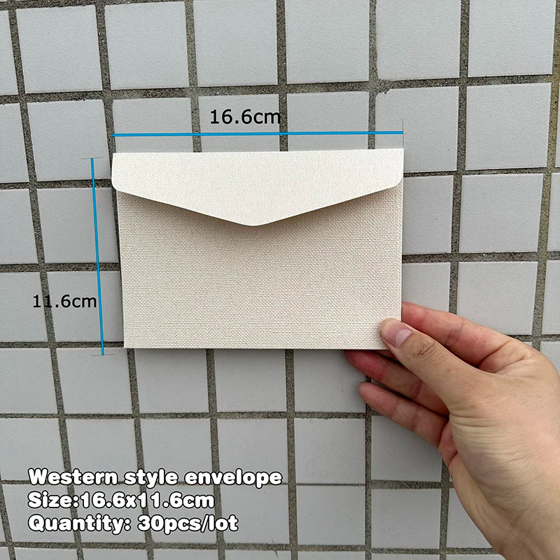 30pcs/lot Thickened Linen Texture Pattern 17.5x12.5cm White Envelope Retro for Invitations Postcards Wedding Business Letters