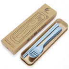 Fork Spoon Chopsticks Bowls Cup Dish Dinnerware Set High Grade Wheat Straw Tableware Children's Unbreakable Dishes Camping Set