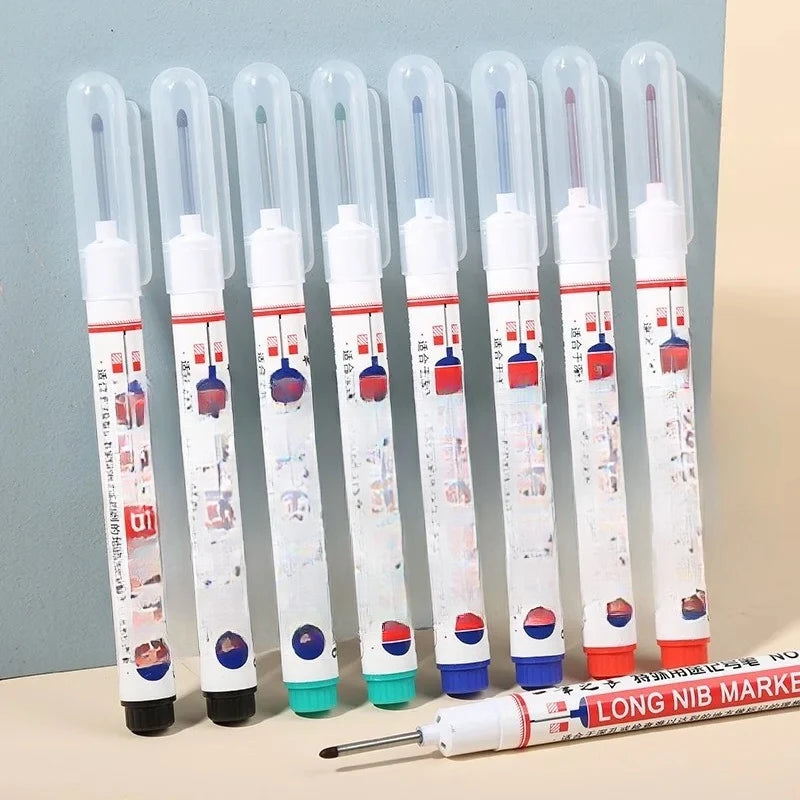 4-100Pcs 2cm Waterproof Long Head Markers Deep Hole Marker Pen for Metal Carpenter Red/Black/Blue/Green /White Woodworking Tools