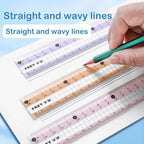 7-Pieces Plastic Geometry Drafting Kit for Students/Artists Lightweight PVC Drawing Tools with Ruler Protractor Office Supplies