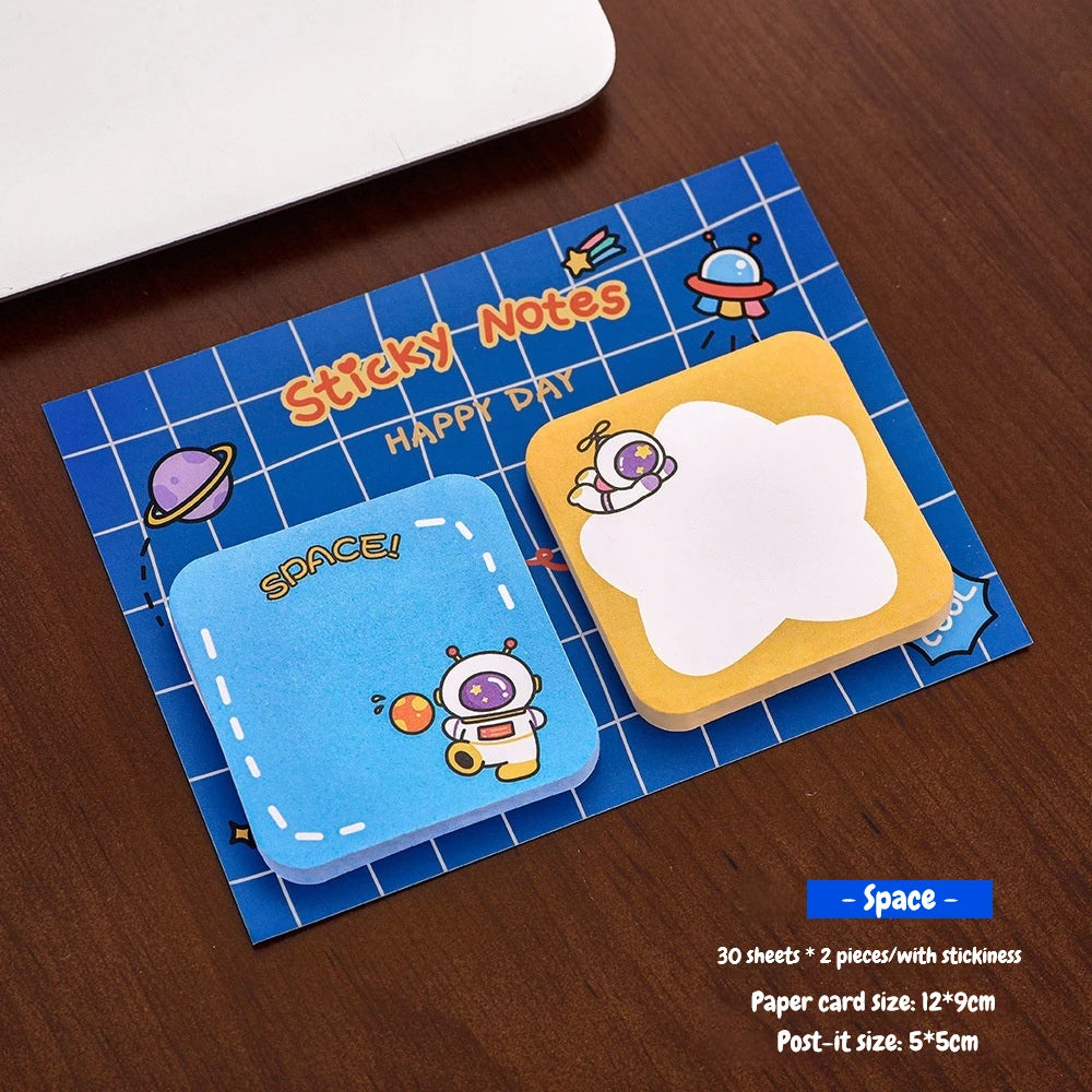1Pcs Kawaii Cartoon Animal Sticky Notes Sticker 60Sheets Cute Rabbit Bear Capybara Astronaut Memo Pad School Office Stationery