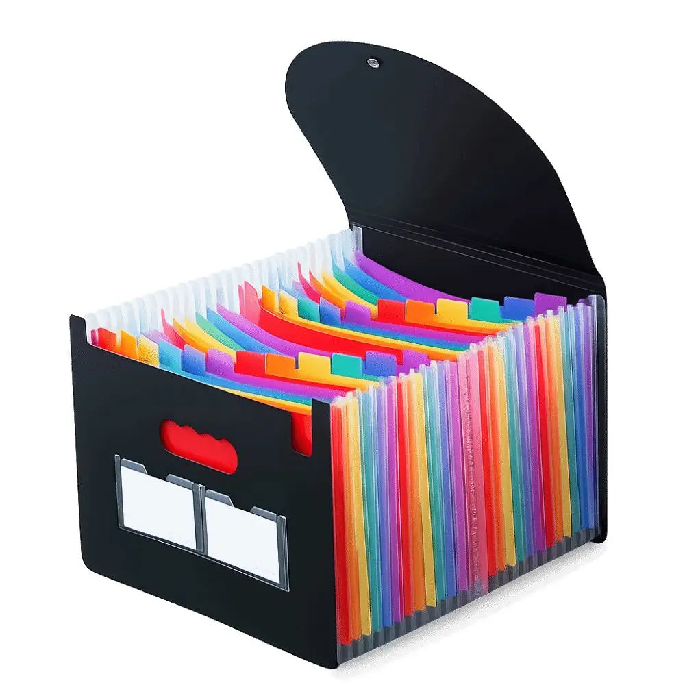 Portable 13/25 Pockets Expanding File Box A4 Expanding Capacity Accordion File Folder Document Organizer Office
