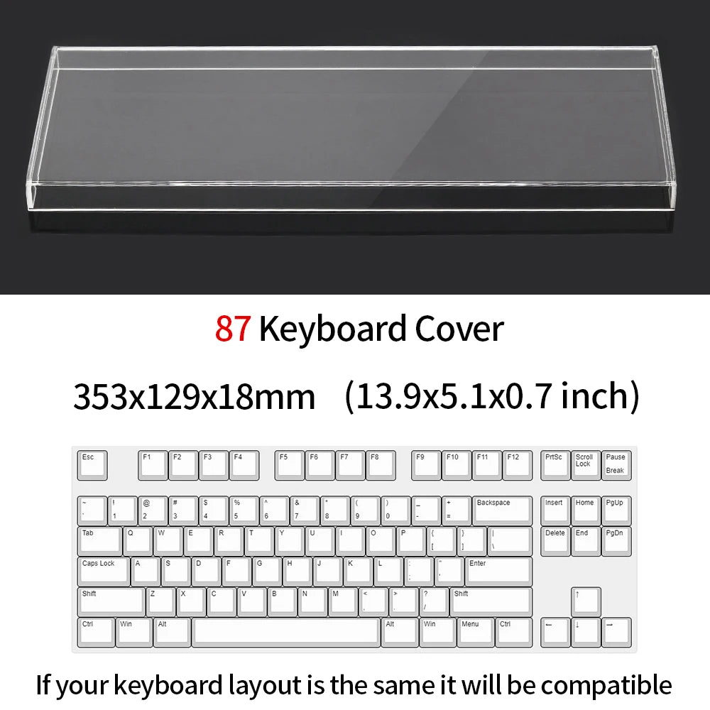 Acrylic Mechanical Keyboard Dust Cover New Mechanical Gaming Keyboard 104 Keys Mouse Protection Transparent Cover