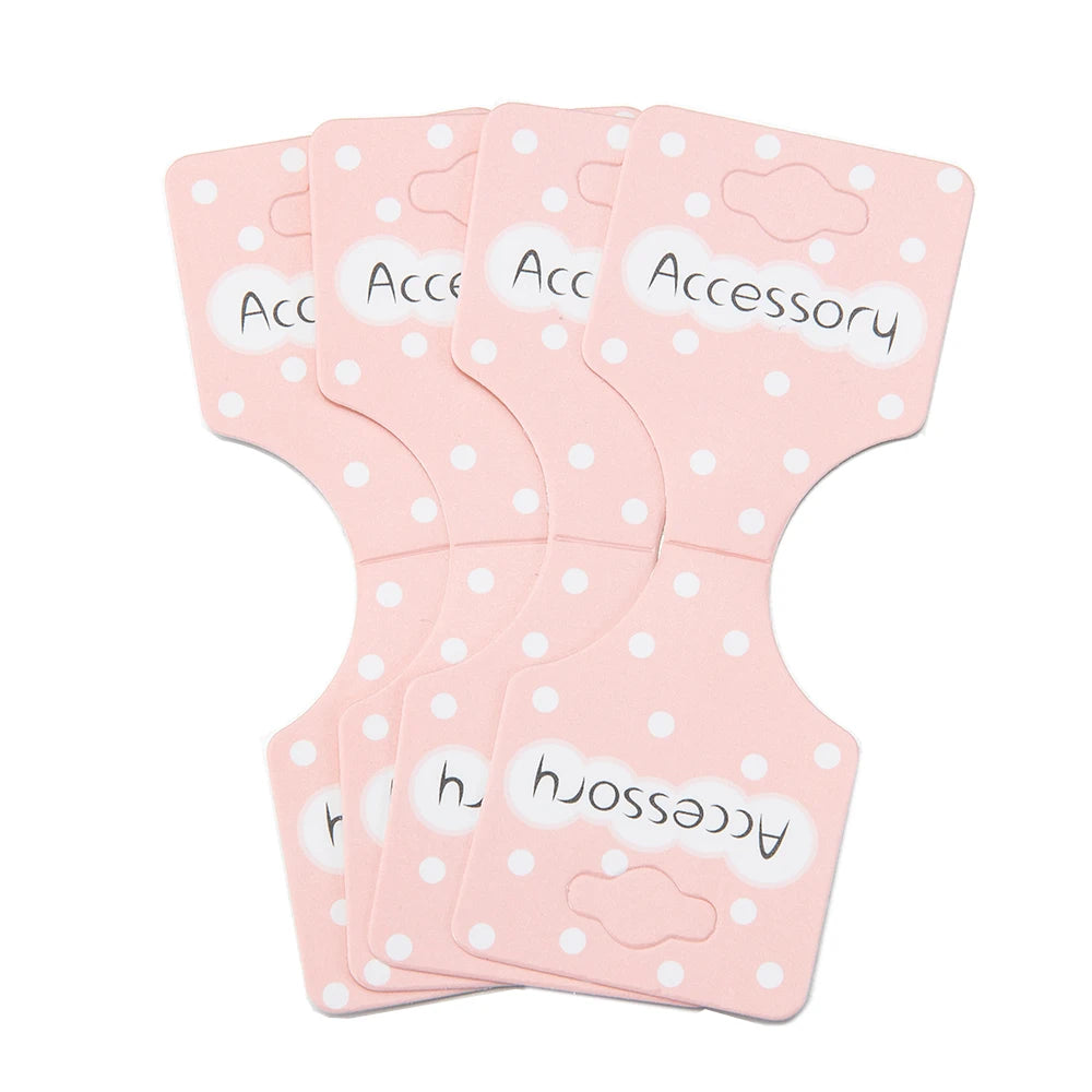 50pcs 4x10cm Necklace Display Cards Bracelet Hair Rope Packing Cards Pink Bow Hanging Cards for DIY Jewelry Retail Price Tags