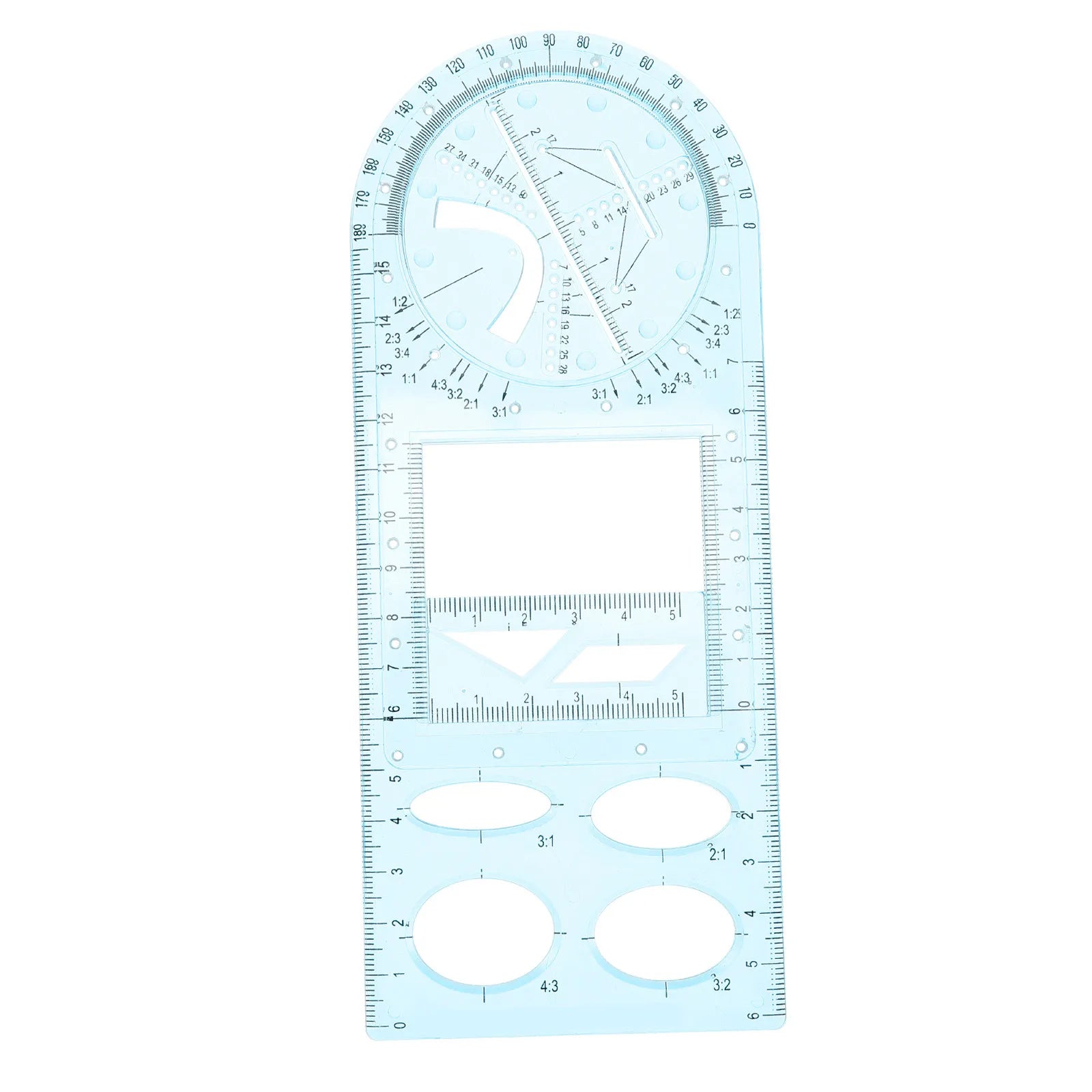 Students Plastic Drawing Rulers Set Multifunctional Geometric Drafting Templates for School Mathematics Drawing Tools