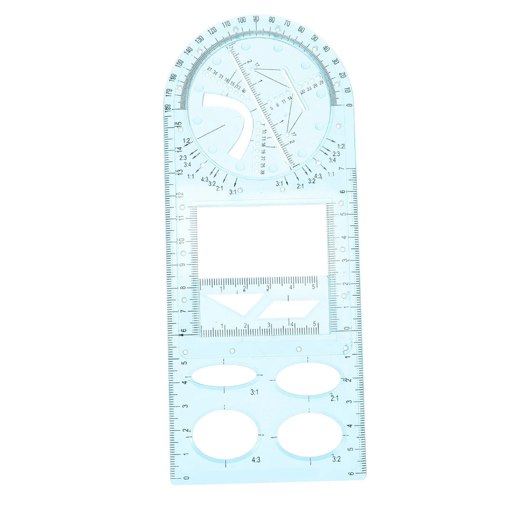 Students Plastic Drawing Rulers Set Multifunctional Geometric Drafting Templates for School Mathematics Drawing Tools