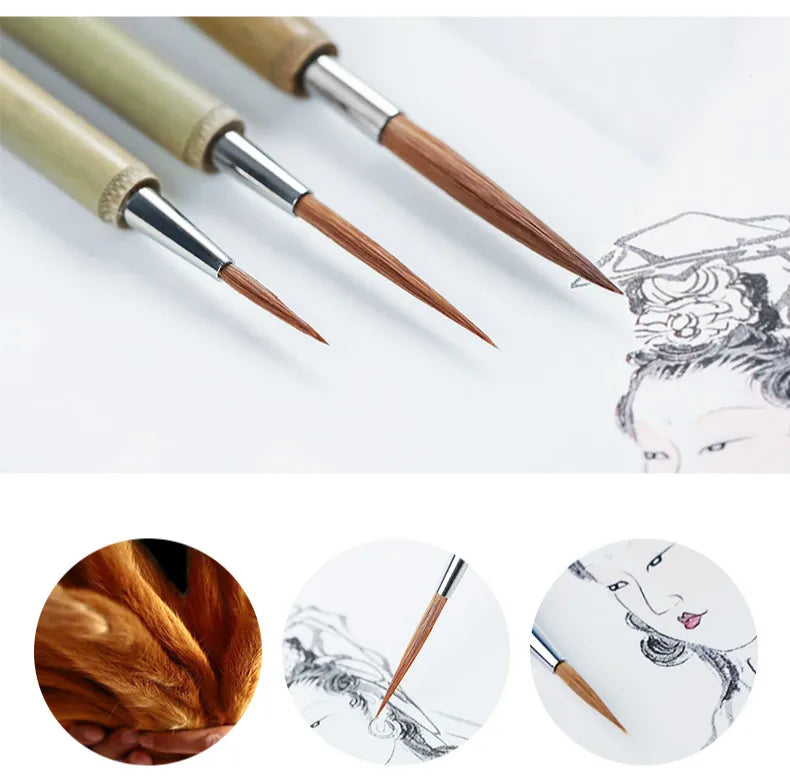 Line Drawing Brushes Chinese Mixed Hair Brush Chinese Calligraphy Small Regular Script Brush Pen Meticulous Drawing Stationery
