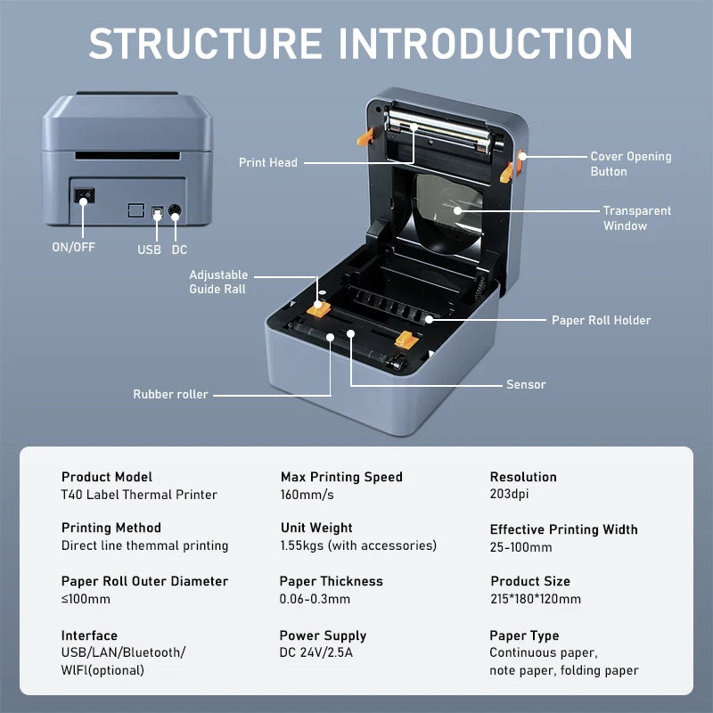 Thermal Printer4×6 Shipping Label Printer For Small Businesses,Desktop Thrmal Label Printers For Shipping Package