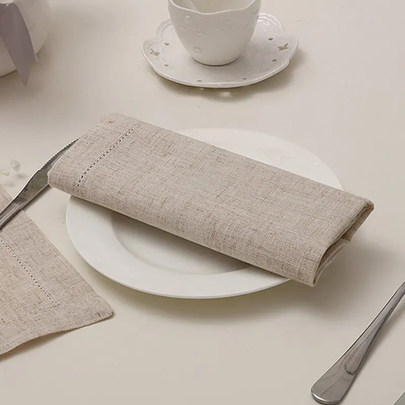 6 Pieces White Hemstitch Napkins Cocktail Napkin For Party Wedding Lace Napkin Table Cloth Linen Napkins Cotton Napkin