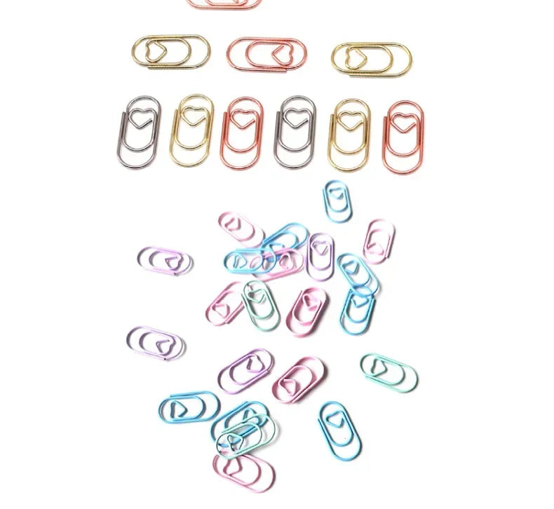 30pcs/pack Colorful Multi Shaped Heart-shaped Paper Clips, Colorful Macaron Mini Shaped Paper Clips