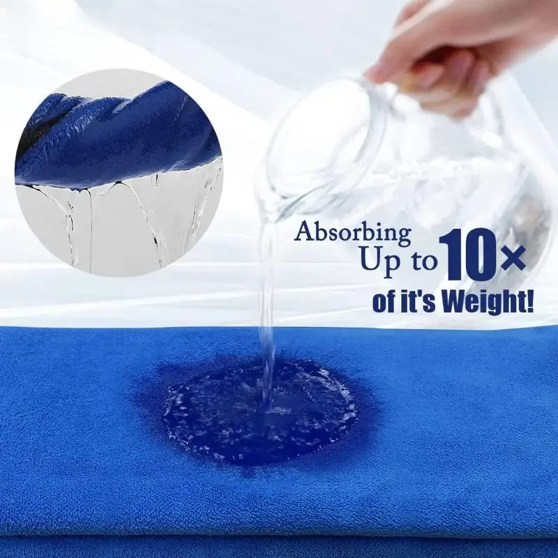 1/5pcs Microfiber Car Washing Towel Soft Quick Drying Windows Mirrors Wiping Rags Home Double Layer Cleaning Cloths 500GSM
