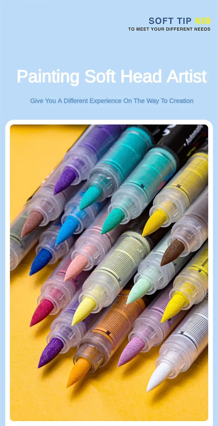 GUANGNA 16 Colors Direct-liquid Acrylic Paint Pens Brush Marker Pen for Rock Painting Stone Ceramic DIY Art Supplies Stationery