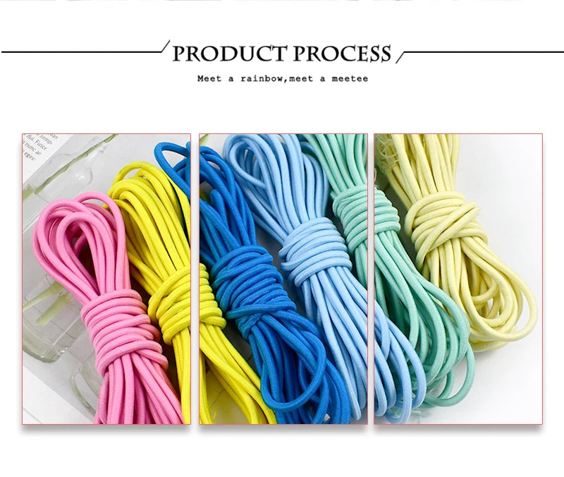 5/10/20/50M 4mm Multicolor Elastic Band Round Hair Bungee Rope Hat Drawstring Rubber Bands Clothes Spring String Cord Sewing Bia