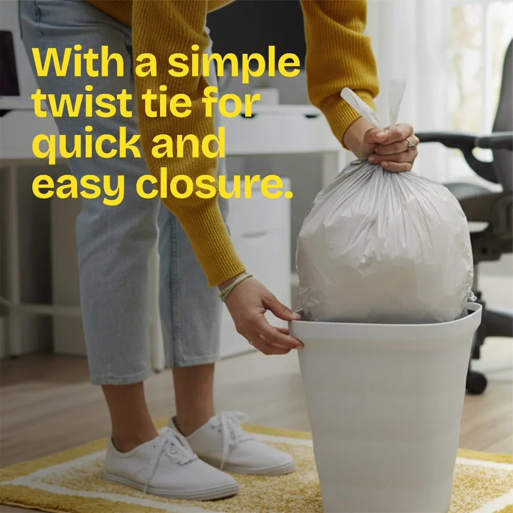 Quick‑Tie 2‑Pack Scented Small Trash Bags, 4 Gallon Capacity, Gain Original Fragrance, Drawstring Garbage Bags for Bathroom Kitchen Home Use, 20 Bags Each