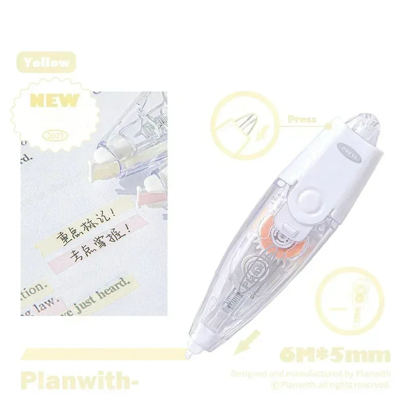 Press Type Hightlighter Tapes Candy Color Decorative Letters Correction Tape Erasable Scrapbook Marker Correction Tape Student