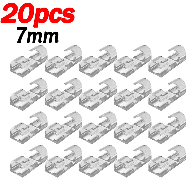 20/100pcs Cable Organizer Clips Cord Holder Transparent Management Wire Manager Home Office USB Data Line Winder Hooks Protector