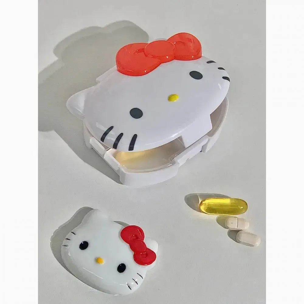 Sanrios Mini Pill Box Anime Figures Hellokitty Portable Pill Case Medication Organizer Cute Mymelody Cartoon Daily Dose Box Gift