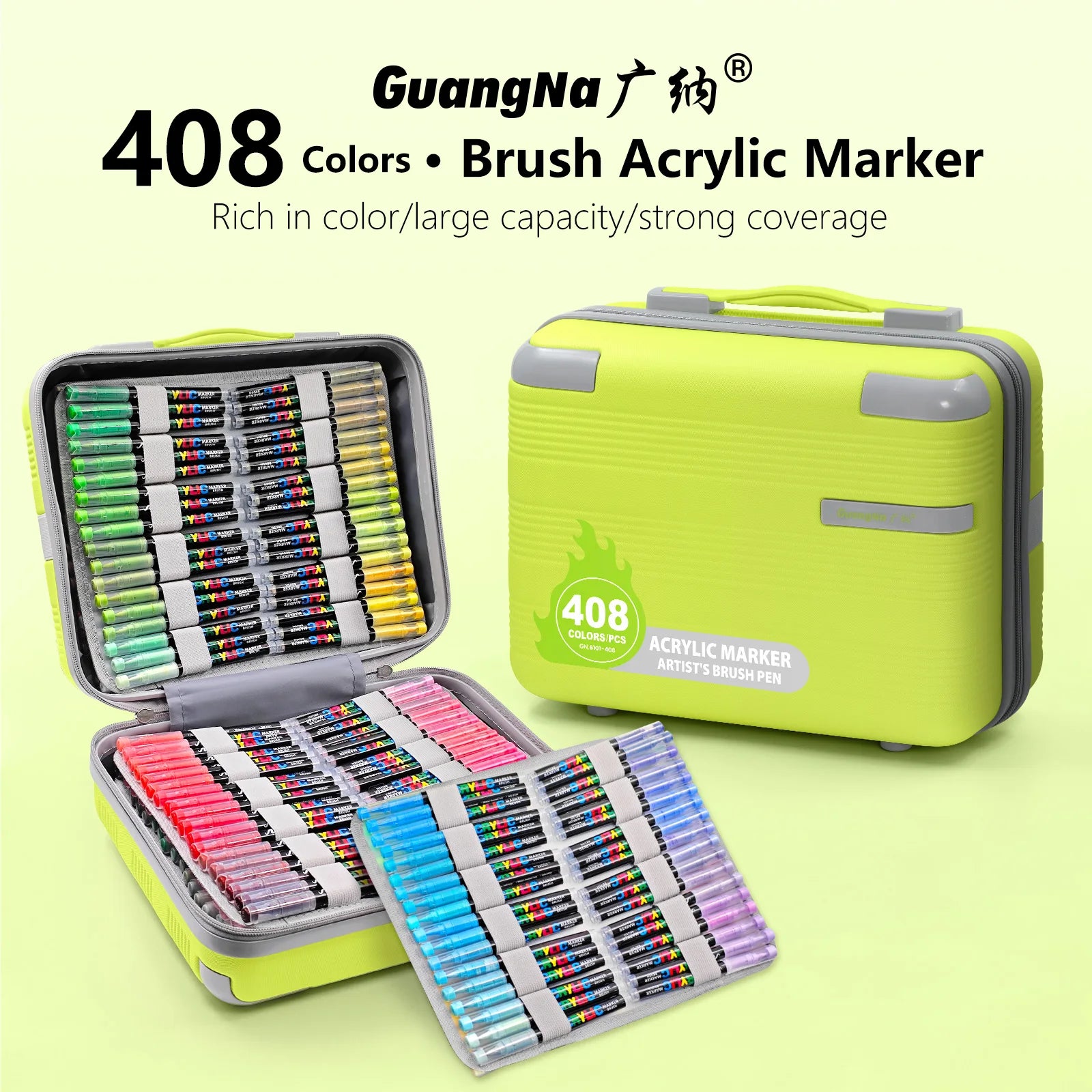 GuangNa 12/360/408 Colors Acrylic Paint Pen Markers Acrylic Skin Color Brush Tip Paint Marker for Wood Rock Painting Canvas Gift