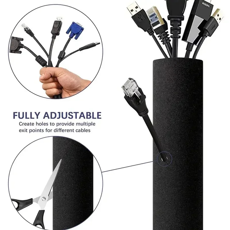 3/1PCS Zipper Cable Sleeve Reusable Cord Organizer Cable Management Protector for Computer TV Wire Cord Organizers 50cm