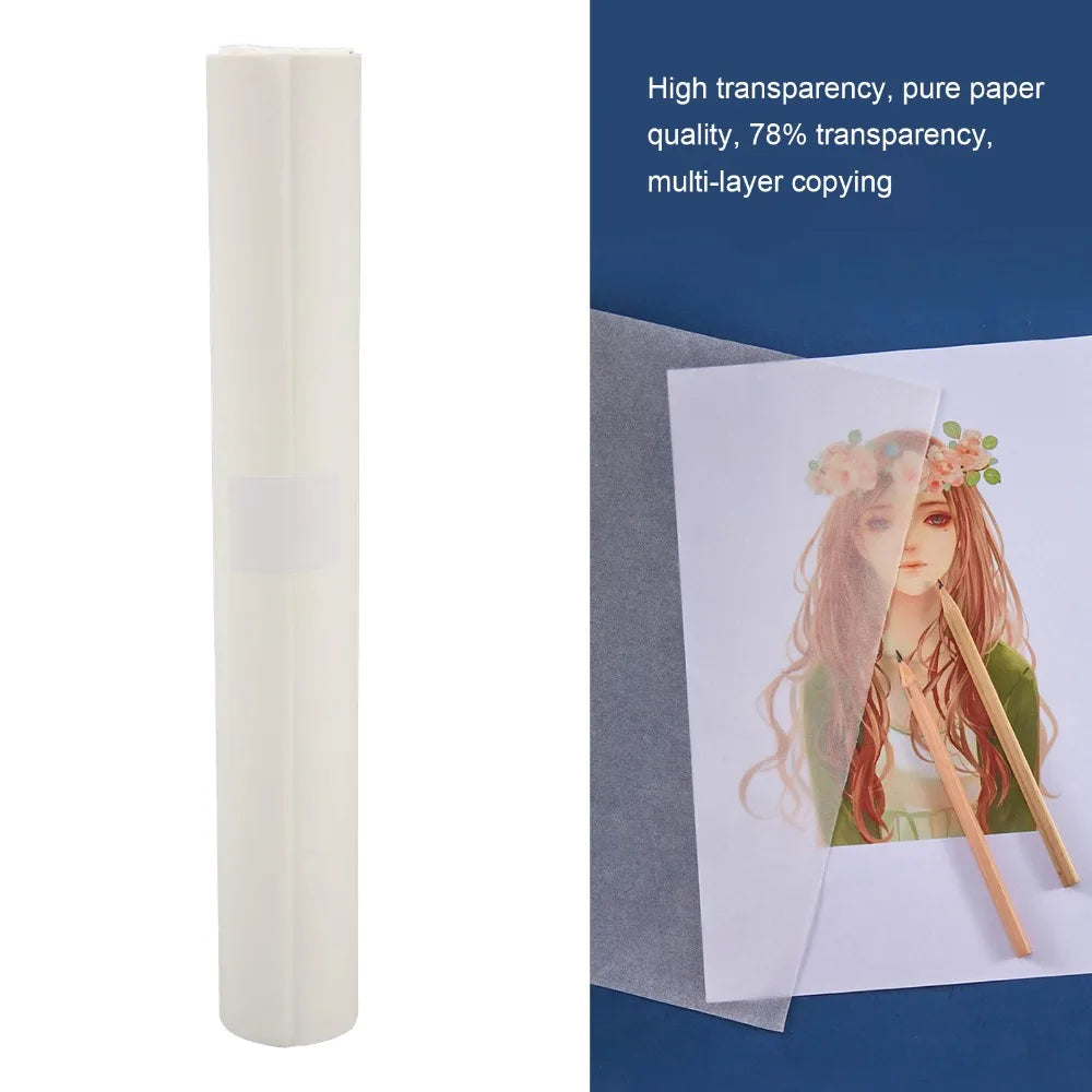 White Tracing Paper Roll 23m Light Permeable Transparency Pattern Paper Smooth Drafting Paper Draft Design Work