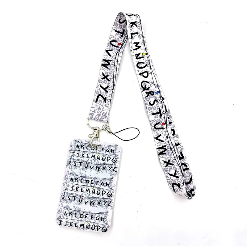 Letters Anime Lanyard Badge Holder ID Card Lanyards Mobile Phone Rope Key Lanyard Neck Straps Keychain Key Ring