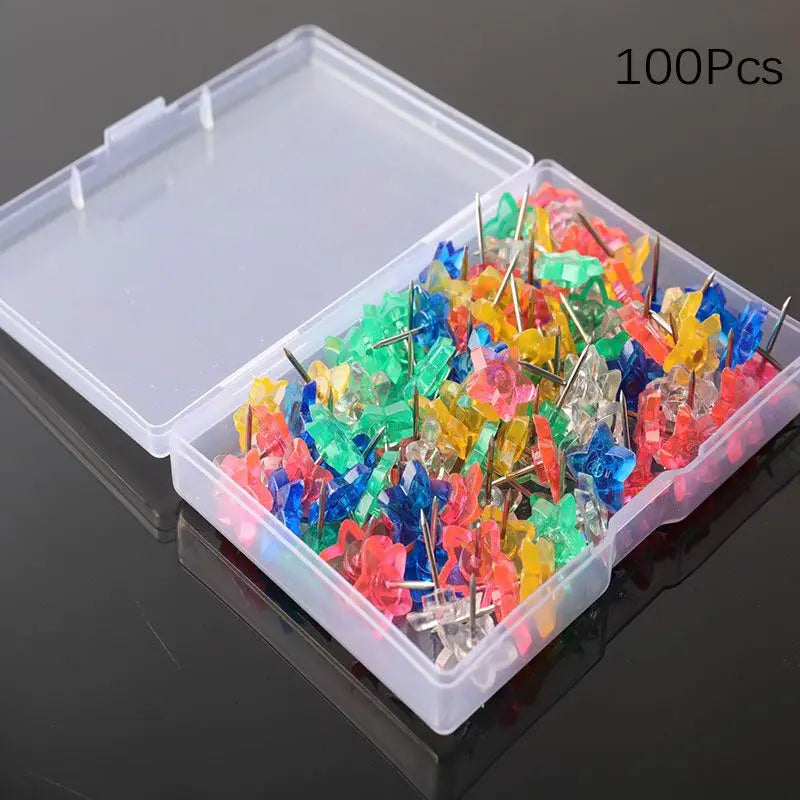 50/100Pcs Plastic Transparent Pentagram Tacks Push Pins Assorted Making Thumb Tacks Cork Board Office School Stationery Supplies