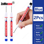 1-90Pcs Waterproof White Long Head Markers Pen 2cm Woodworking Deep Hole Marker Pens Metal Carpenter Black/Red/Blue/Green Ink