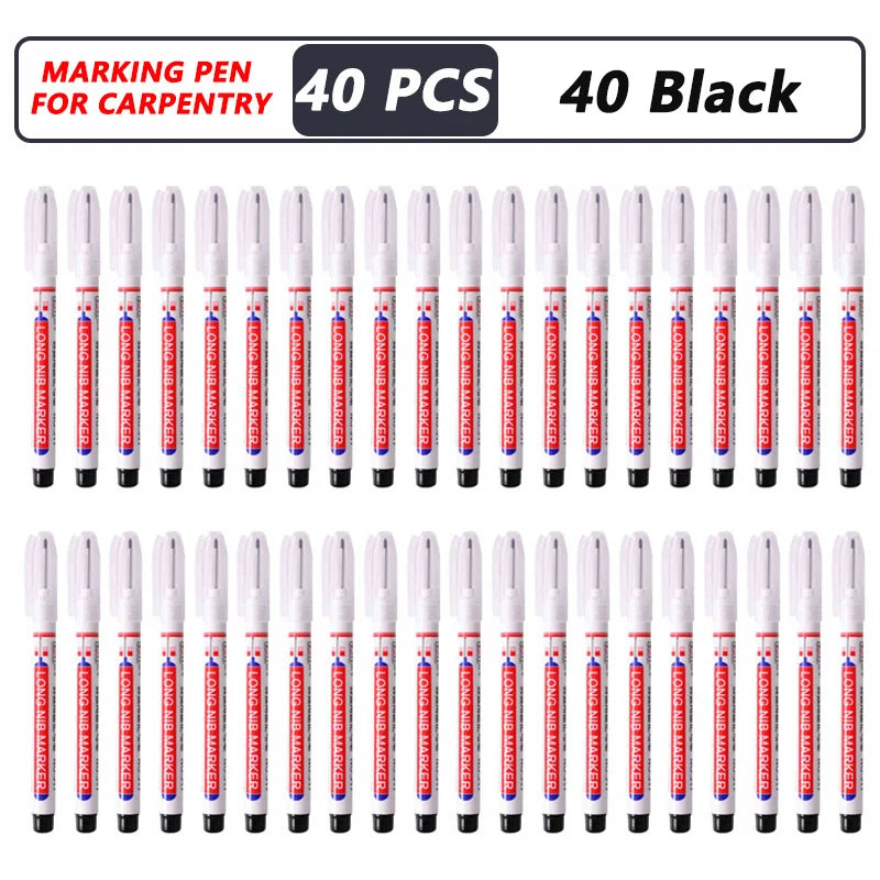 iLMH 4-40Pcs Deep Hole Long Nib Head Marker For Metal Perforating Pen Waterproof Bathroom Woodworking Decor Multi-Purpose Tool