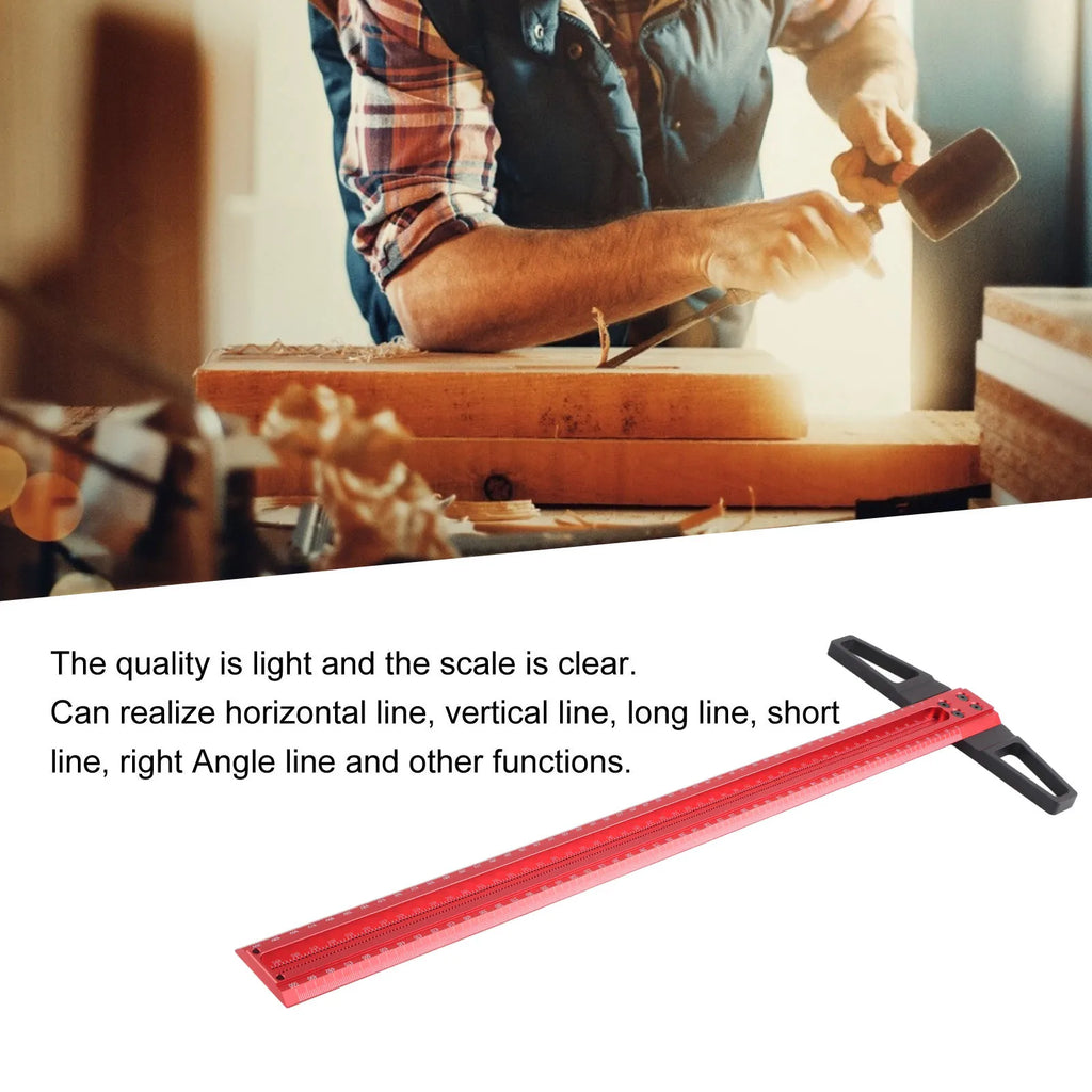 T Type Woodworking Ruler Hole Positioning Scribing Gauge Aluminum Alloy Measuring Tool for Carpenter