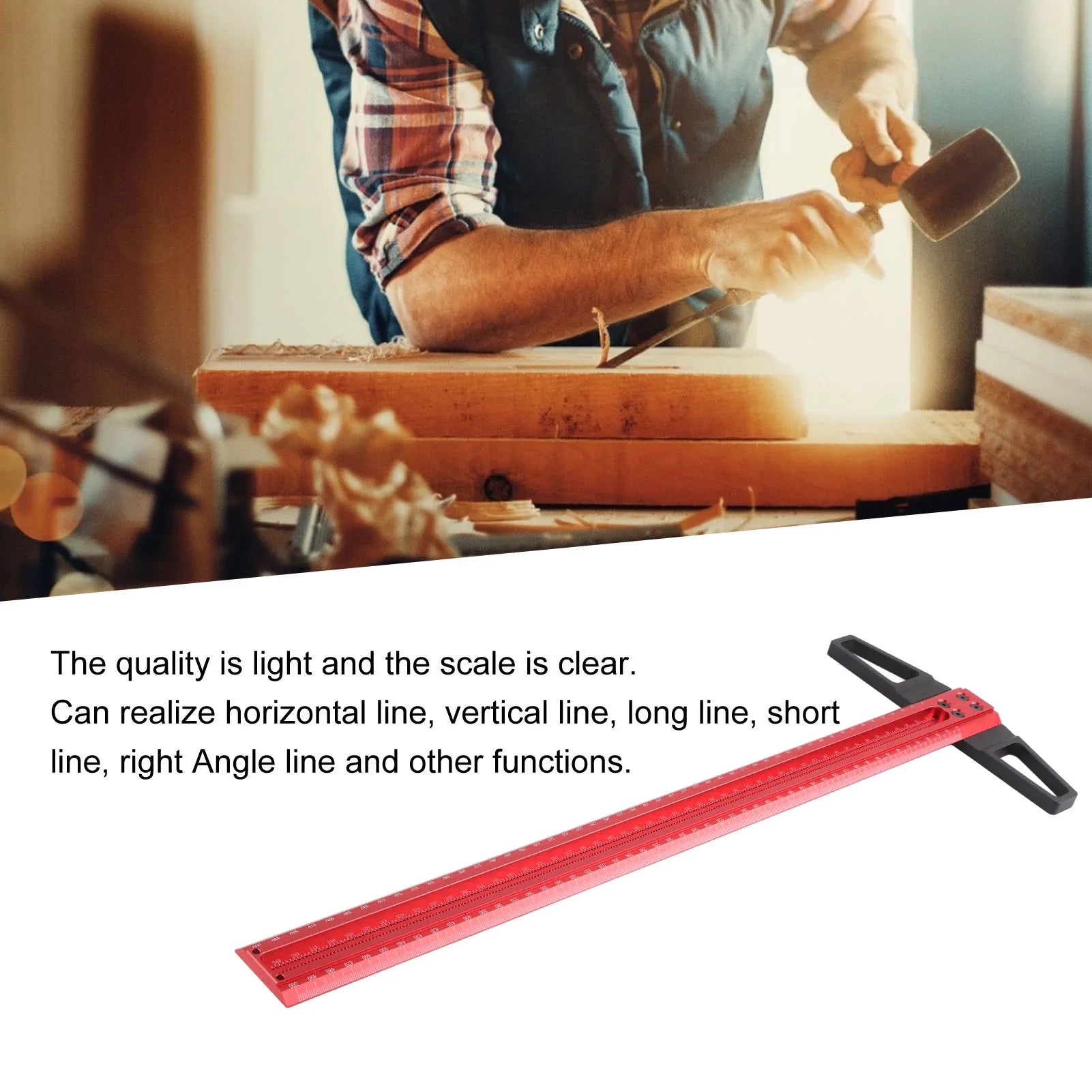T Type Woodworking Ruler Hole Positioning Scribing Gauge Aluminum Alloy Measuring Tool for Carpenter