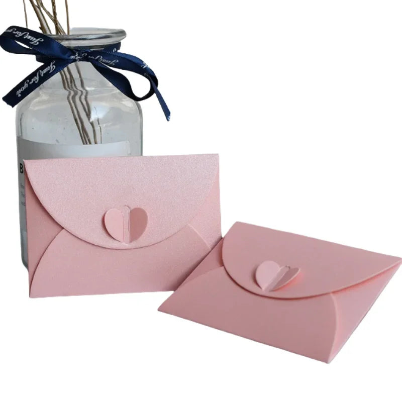 20pcs Colored pearlescent Envelope Thick Cardboard Small Foldable DIY Paper Envelopes Self Locking Buckle Letter Gift Card Cover