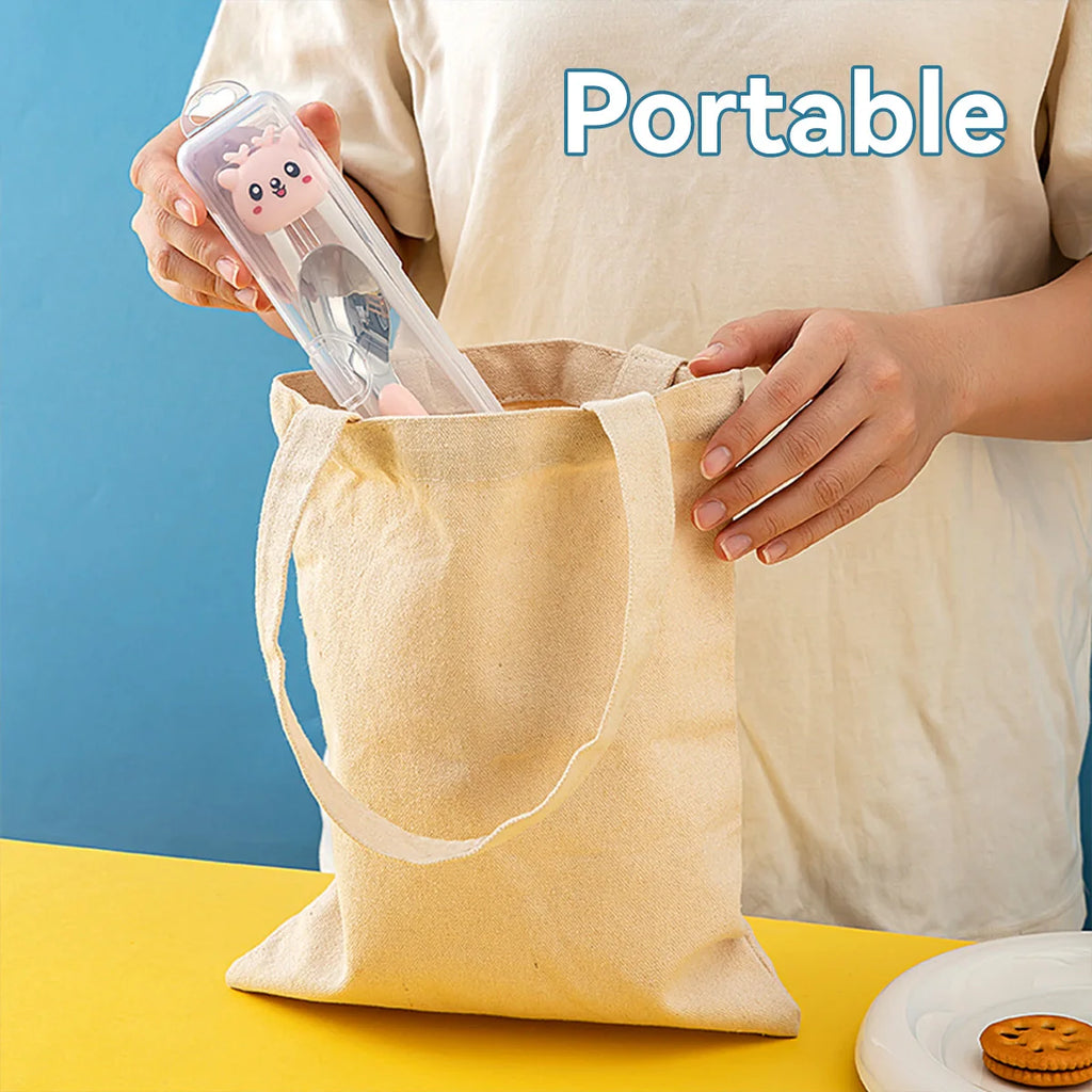 Portable Transparent Tableware Box Travel Flatware Storage Box With Flip Cover Dustproof Chopsticks Forks Spoon Cutlery Case