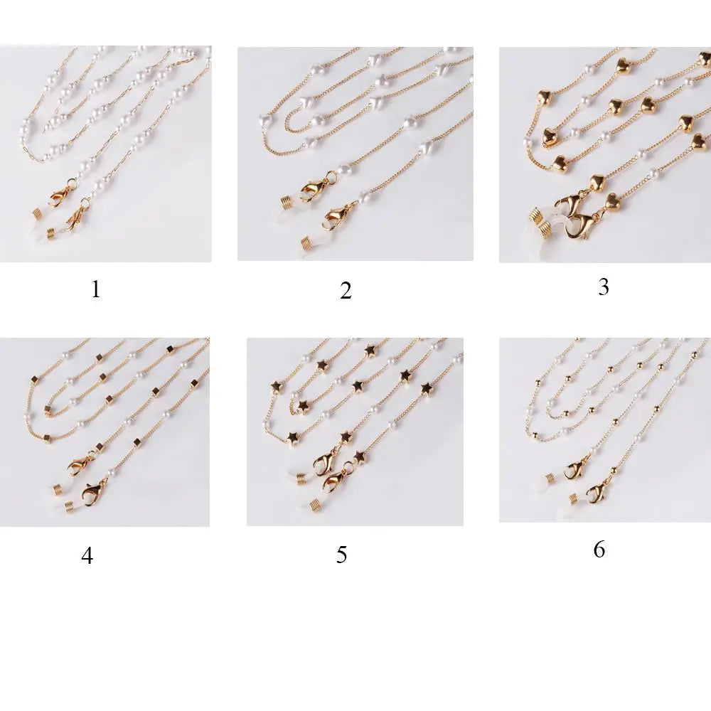 Fashion Pearl Sunglasses Chain Wearing Neck Holding Beaded Lanyard Cord Masks Sunglass Reading Glasses Chain Eyewear Accessories