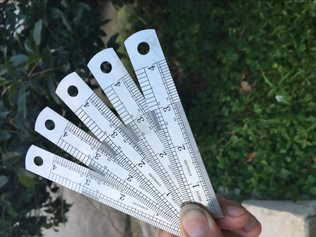10cm Stainless Steel Metal Straight Ruler Double Scale Inch Measure Tool Office School Supply Artist Student Drawing Stationery