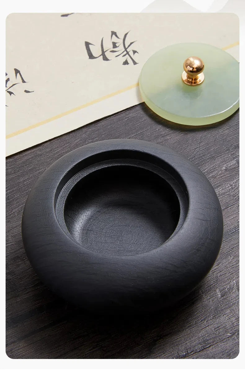 Small Natural Stone Inkstone Jade Mini Ink Stone Chinese Style Calligraphy Practice Inkstone Vintage Practical Ink Cartridge
