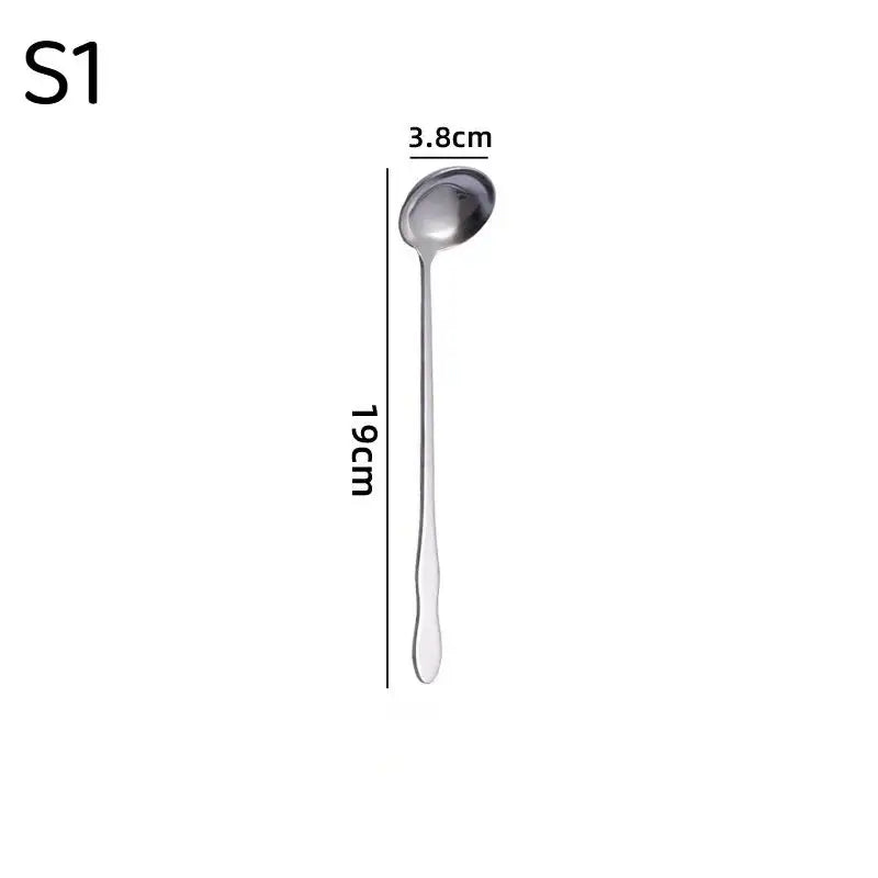pogyrt Stainless Steel Long Handle Stir Spoon For Cocktails, Ice Coffee, And Tea - Mixing Spoon With Easy Grip Handle